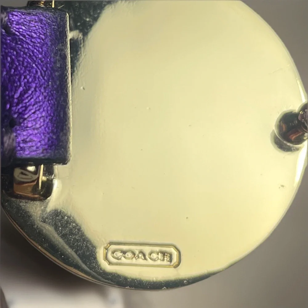 RARE✨Women's Coach Belt Leather Purple Logo Oval‎ Gold Tone 